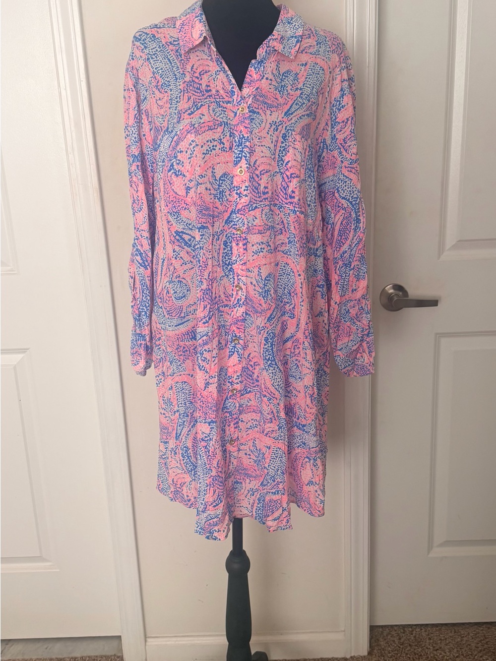 Lilly Pulitzer Natalie Pink and Blue Paisley Swim Coverup Tunic
